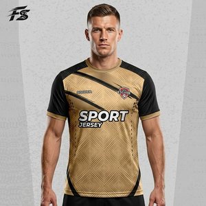 Maillot de football personnalisé à motif à carreaux or et noir, tenue de performance haut de gamme pour clubs de football premium avec numérotation personnalisée - Product Image 3