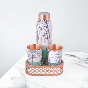 Natural <b>Copper</b> <b>Bottle</b> Crafted From Pure Metal Ensuring Eco Friendly Sustainable And Healthy Lifestyle Drinking Solution - Product Image 3