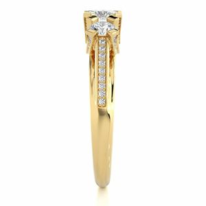 Anillo de Aniversario con Tres Piedras de Diamante de Corte Redondo y Halo Oculto para Mujer - Product Image 5