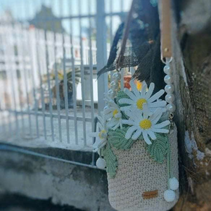 Crochet Bag Women's Crochet Tote Bag Knitted Shoulder Crossbody <b>Handbags</b> Cute Crocheted Bag for <b>Girls</b> OEM Made in Vietnam - Product Image 6