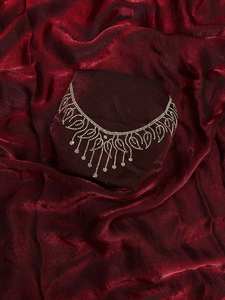 Sari de trabajo de diamante Jarkhan de seda perfecta para mujer con blusa estirable sin coser para fiesta boda Festival desgaste - Product Image 5