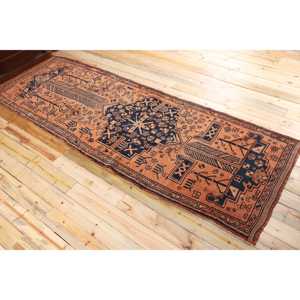 Turkish Runner Rug, 3.9x11.3 ft Vintage Rug, <b>Brown</b> Herki <b>Wool</b> Rug - Product Image 4