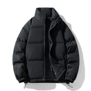 Chaqueta informal de invierno para hombre, sólida, de gran tamaño, impermeable, transpirable, de talla grande, con cremallera bordada, patrón de embalaje de tambor, acolchado cálido - Product Image 5