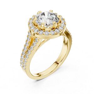 แหวนหยดน้ำเพชรทรงกลมสีเหลืองทอง 14K สำหรับผู้หญิง |   แหวนสำหรับงานปาร์ตี้ |   เพชรที่เพาะเลี้ยงใหม่ - Product Image 5