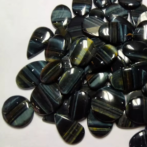 Pierres précieuses TASBIYA GEMS Œil de tigre bleu naturel, taille libre, cabochon ovale, pierres précieuses en vrac pour la fabrication de bijoux - Product Image 2