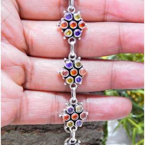 Collier multi-pierres précieuses en argent sterling 925 fait à la main en mélange de platine cadeau d'anniversaire de pierres précieuses pour elle pierre précieuse multi naturelle - Product Image 1