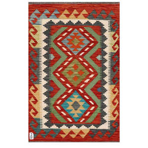 Alfombra Kilim de Maimana, Afganistán, 120 x 78 cm, Alfombra Afgana Tradicional Hecha a Mano - Product Image 1
