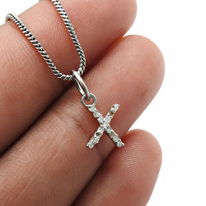 Lujo inicial letra X pavimentado diamante encanto colgante collar 925 plata esterlina hecho a mano minimalista joyería al por mayor OEM ODM - Product Image 3