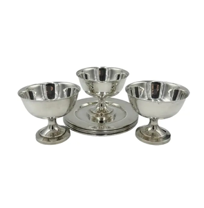 Bol à crème glacée en acier inoxydable avec cuillère Bol à dessert réutilisable à la main poli miroir - Product Image 3