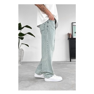 กางเกงยีนส์เดนิมทรงหลวมขาบานสไตล์ฮิปฮอปสำหรับผู้ชาย ผ้าฝ้าย 100% - Product Image 3