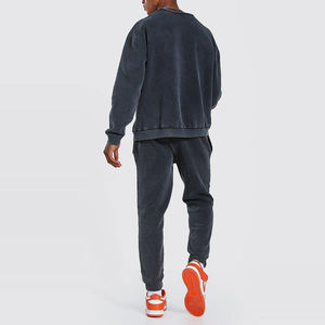 Conjunto de chándal y pantalones deportivos de gran tamaño de algodón 100% de alta calidad personalizados al por mayor, chándal con hombros caídos - Product Image 2