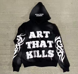 Survêtements personnalisés brodés, poids lourd, délavés à l'acide 350 450 500 Gsm, survêtements à fermeture éclair, jogging décontracté, Boxy Hoodies pour hommes - Product Image 3