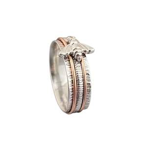 925 Sterling <b>Silver</b> Honey Bee Classic Style Nature Inspired Anxiety Spinner Certified Statement Ring - Product Image 3