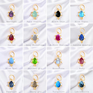 Moq ลูกแพร์สีฟ้าประดับพลอยบุษราคัมขนาดเล็กแบบทำมือมีขั้วต่อโรเดียมและชุบทองสำหรับทำเครื่องประดับ-ราคาโรงงานสั่งซื้อจำนวนมาก - Product Image 5