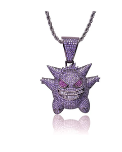 Elegant Diamond Rapper Gemstone Custom Pendant Necklace Full Iced Bling Chain Fashion Hip Hop Style Wholesale Zinc Alloy Silver - Product Image 1