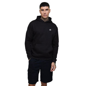 Sudaderas con capucha negras personalizadas para hombre Heavy 450GSM Cotton Fleece Oversized Fit Streetwear Pullover Winter Plain Hoodie OEM Manufacturer - Product Image 1