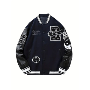 Chaqueta Universitaria de Invierno para Hombre con Logotipo Frontal, Diseño Retro, Resistente al Viento y con Forro Cálido, Acabado Satinado, Moderna - Product Image 1