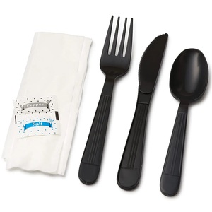 Haute Qualité Film Enveloppé En Plastique Cuillère Serviette En Plastique Vaisselle Robuste KITS Couverts Ensemble Pack Avec Couteau Fourchette - Product Image 4