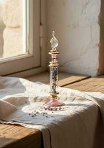 Botella de vidrio ecológica recargable artesanal de lujo | Egipcio hecho a mano para el arte | Decoración de regalo de perfume en forma de círculo | Vacío - Product Image 3