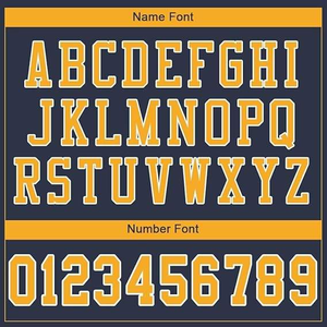 Custom American Football Jersey Navy Blue Yellow Short Sleeve <b>V</b> <b>Neck</b> Breathable Anti-Bacterial 100% Polyester Custom Brand Name - Product Image 4