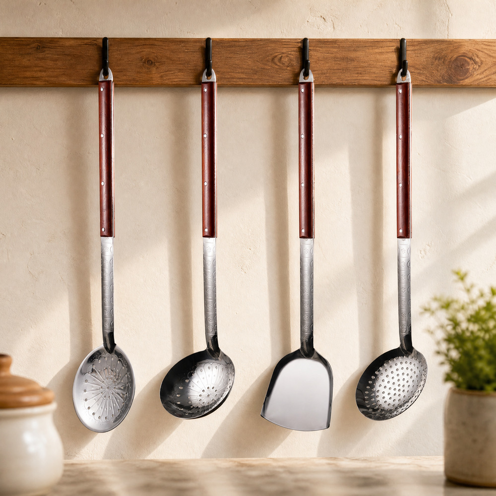 Oversized Kitchen Cooking Tools Stainless Steel Kitchen Utensils Set Full Cooking Spoons Spatulas Colander for Restaurant Chef