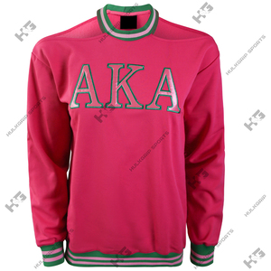 Sweat-shirt à col rond Greek AKA Pink Green Sorority 1908, confortable, en polaire grecque, style hiver, sweat-shirt à capuche noir AKA avec logo brodé - Product Image 4