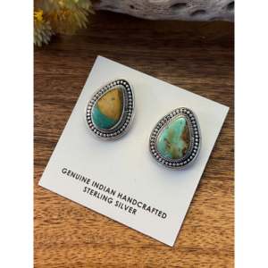 Pendientes de Plata de Ley y Oro Rosa con Incrustaciones de Diamantes en Forma de Gota de Agua, Estilo Navajo, con Engaste de Bisel - Product Image 4