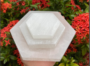 ดอกไม้จักระที่สวยงามของชีวิตสลักแผ่นชาร์จ SELENITE/แกะสลักแผ่นหกเหลี่ยม SELENITE/คริสตัลรักษา SELENITE - Product Image 2