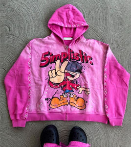 Personalizado Rhinestone hombres invierno ODM sólido polar cortar y coser pesado holgado Deporte Pantalones de chándal conjunto de joggers - Product Image 6