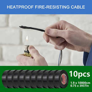 10 Cintas Eléctricas de PVC Negras - Adhesivo Fuerte, Resistentes al Calor, Impermeables y Duraderas para Uso Doméstico y Empuñaduras de Raquetas - Product Image 3