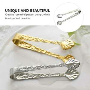 Metal <b>Serving</b> <b>Tongs</b> with Gold and Silver Color Plated Finished Perfect for Kitchenware Tools and Elegant Home Dining Use - Product Image 3