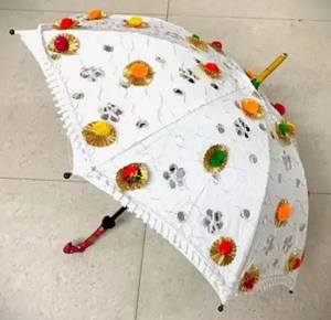 Parapluie décoratif ethnique fait main de couleur vive 2026, magnifique parapluie blanc décoré pour la décoration, cadeau de mariage, coton indien - Product Image 3
