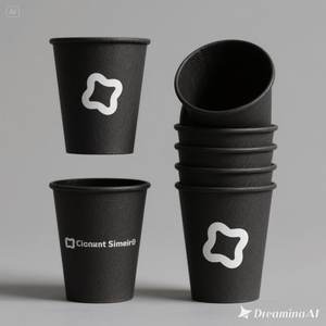 Vaso de papel negro ecológico con diseño impreso en blanco 12 oz 100 paquetes desechables y elegantes - Product Image 4
