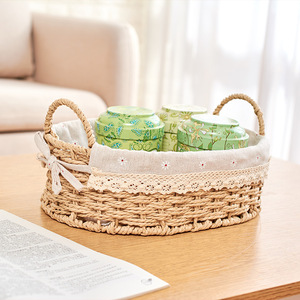 Cestino per <span class=keywords><strong>Pane</strong></span> in <span class=keywords><strong>Vimini</strong></span> con Fodera Bianca Rimovibile, Cesto Portapane per Cucina con Manico - Product Image 2