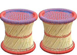 Tabouret en bambou tissé moderne de haute qualité, tabouret repose-pieds, pouf en roseau, tabouret pour restaurant, balcon, jardin, console en incrustation d'os - Product Image 2