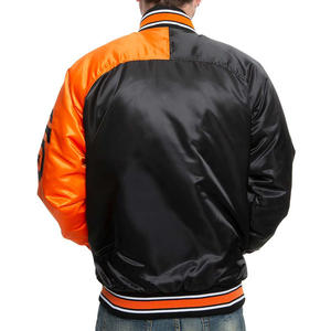 Veste universitaire en satin pour homme Baseball Varsity noir/orange Veste Letterman Style USA Service OEM disponible - Product Image 5