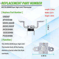 Temperature <b>Controlled</b> Switches (TDS) Dryer Thermistor AGM30045804 & High/Limit <b>Thermostats</b> 6931EL3003C/6931EL3004B - Product Image 3