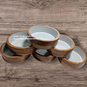 Cuenco de madera de diseño clásico blanco para servir aperitivos y frutas secas, cuenco multiusos hecho a mano para comedor y cocina - Product Image 3