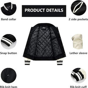 2025 Custom Men's Baseball Varsity Jacket Top Quality Loose Casual Top with Breathable Feature For Winter - Product Image 3