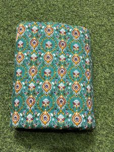 100% pur coton tricoté tissu main bloc imprimé paon bleu et jaune Floral pour coudre des robes et des rideaux de courtepointe pour les filles - Product Image 6