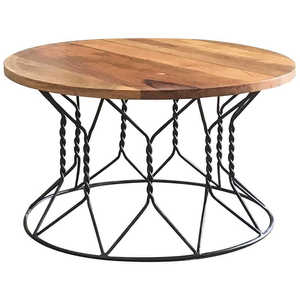 Mesa de Centro de Diseño Moderno con Superficie de Madera, Muebles de Restaurante, Mesa de Café Hecha a Mano con Superficie Redonda Decorativa - Product Image 6