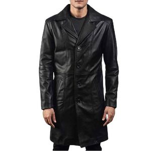 Manteau long en cuir pour homme, qualité supérieure, élégant, vêtement d'hiver, vêtement d'extérieur tendance, durable, design classique, chaud, pardessus moderne - Product Image 1
