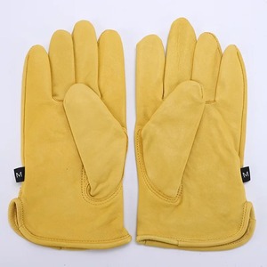 Gants de travail en cuir de mouton pour hommes unis pour un usage quotidien à l'extérieur, protection de sécurité pour la conduite, motocyclette, jardinage, cueillette de fruits - Product Image 3