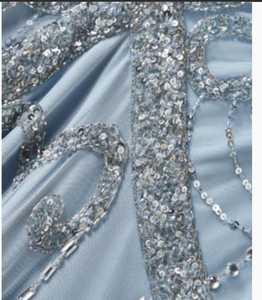 Hermosa elegante tul adornado a mano cuentas lentejuelas hasta la rodilla sin mangas cuello en V cintura Natural vestido de noche bordado - Product Image 3