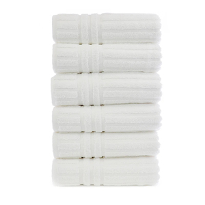 Ensemble de serviettes de bain en coton blanc, design rayé, douces et moelleuses, pour usage domestique, forme rectangulaire, lavables en machine, meilleures serviettes pour le bain - Product Image 3
