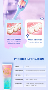 Dentifrice blanchissant à la niacinamide personnalisable pour enfants - Saveur pêche, éclaircit les dents, élimine la mauvaise haleine et les taches jaunes - Product Image 6