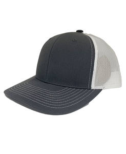 Sombreros de camionero 112 de 6 paneles de carbón/blanco de alta calidad, Gorras de malla, Color y logotipo personalizados en blanco para sombreros de marca - Product Image 5