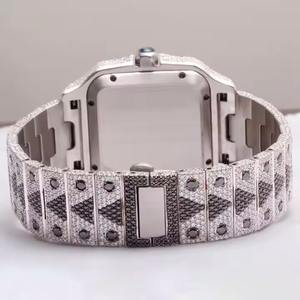 Reloj Mecánico ETA Analógico de Lujo Unisex Pulido con Marcadores de Hora de Diamantes Reales, Diseño Moderno, Resistente al Agua - Product Image 4