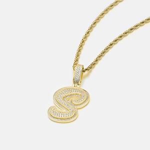 Pendentif personnalisé pour homme, style hip-hop, serti de diamants CZ, plaqué or, en alliage - Product Image 2