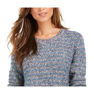 Maglione a Righe Blu Navy da Donna Style Co, Traspirante, Stile Coreano Casual, Taglia X-Large, per Autunno Inverno, Versione Larga con Stampa - Product Image 2